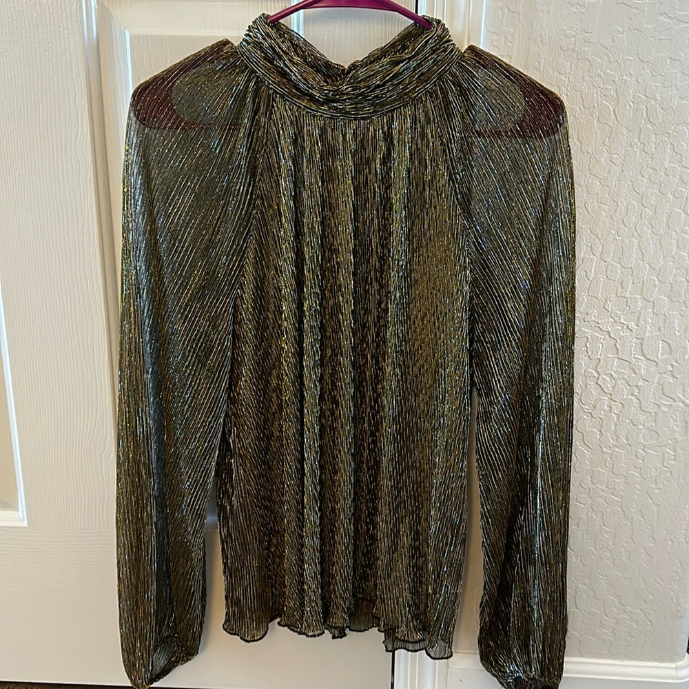 Metallic striped sheer blouse